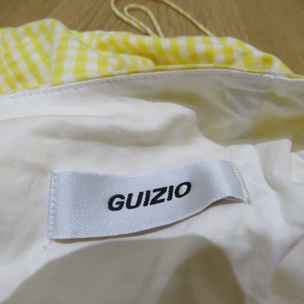 GUIZIO Gingham Ruched Side Tie Mini Skirt in Limincello Yellow Coquette Cottage - Picture 15 of 15